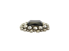 Load image into Gallery viewer, Large Vintage Black Glass &amp; Clear Paste Rectangular Brooch