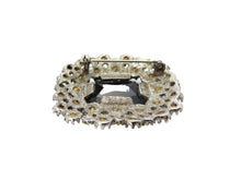 Load image into Gallery viewer, Large Vintage Black Glass &amp; Clear Paste Rectangular Brooch
