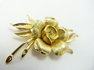 Vintage Gold Rose Brooch Signed Sphinx