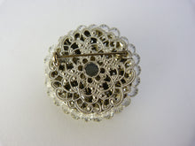Load image into Gallery viewer, Vintage Black &amp; Clear Faceted Glass Bead Brooch