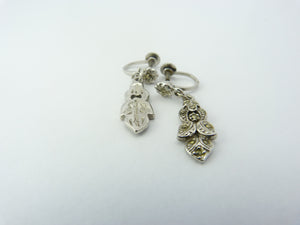Art Deco Marcasite Leaf Drop Earrings