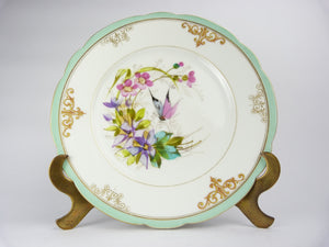 Antique Victorian Flower & Butterfly Hand Painted Porcelain Plate