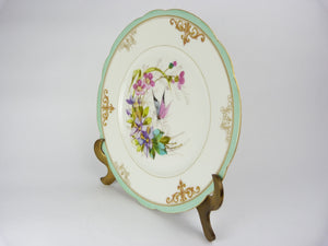 Antique Victorian Flower & Butterfly Hand Painted Porcelain Plate