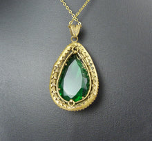 Load image into Gallery viewer, Art Deco Brass &amp; Czech Green Glass Necklace