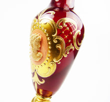 Load image into Gallery viewer, Venetian Murano Ruby Red Gilded Glass Bud Vase