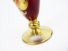 Load image into Gallery viewer, Venetian Murano Ruby Red Gilded Glass Bud Vase