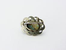 Load image into Gallery viewer, Art Deco Faux Turquoise Blue Czech Glass Brooch