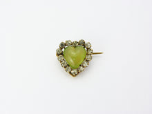 Load image into Gallery viewer, Antique Victorian Chryspoprase Chalcedony &amp; Paste Heart Brooch