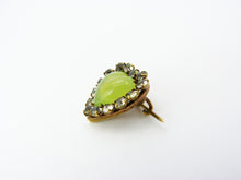 Load image into Gallery viewer, Antique Victorian Chryspoprase Chalcedony &amp; Paste Heart Brooch