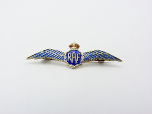 Silver & Enamel Royal Air Force RAF WW2 Wings Sweetheart Brooch