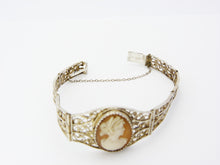 Load image into Gallery viewer, Antique Victorian Silver Filigree &amp; Cameo Bracelet