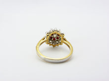 Load image into Gallery viewer, Vintage Crystal &amp; Red Stone Cluster Cocktail Ring Size P