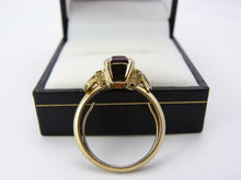 Load image into Gallery viewer, Vintage Avon Gold Tone &amp; Amethyst Glass Ring Size P