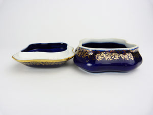 Limoges France Cobalt Blue & Gold Porcelain Rectangular Trinket Box