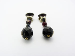 Vintage Red Glass Bead Clip On Earrings