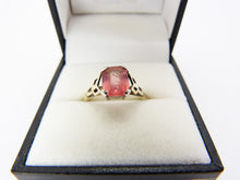 Load image into Gallery viewer, Art Deco H.G. &amp; Sons 9ct Gold and Silver Pink Tourmaline Paste Ring UK Size P