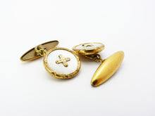 Load image into Gallery viewer, Vintage Art Deco GILT &amp; Mother of Pearl Button Cufflinks
