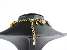 Load image into Gallery viewer, Vintage Fontaine 18 Carat Gold Plated Blue, Red &amp; Green Enamel Bracelet and Earrings