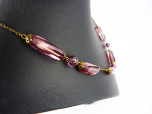 Art Deco 1930's Czech Bohemian Pink Glass Bead Necklace