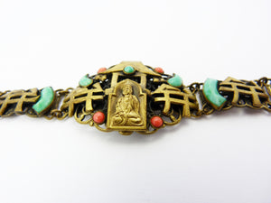 Art Deco Max Neiger Czech Brass Buddha Bracelet