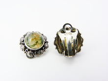 Load image into Gallery viewer, Vintage Silver &amp; Dendritic Moss Agate Clip On Earrings