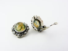 Load image into Gallery viewer, Vintage Silver &amp; Dendritic Moss Agate Clip On Earrings