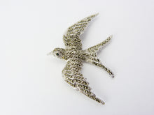 Load image into Gallery viewer, Vintage Silver Tone &amp; Marcasite Swallow Bird Brooch