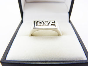 Vintage Silver Love Ring Size R