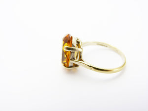 Art Deco Silver Gold Plated Orange Citrine Ring