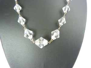 Vintage Art Deco Crystal Glass Bead Necklace