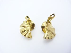 Vintage Large Gold & Faux Pearl Clip On Earrings