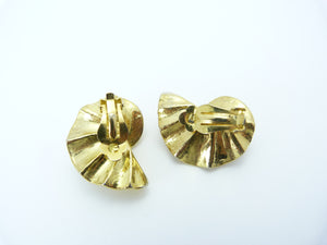 Vintage Large Gold & Faux Pearl Clip On Earrings