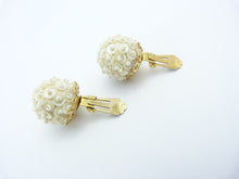 Load image into Gallery viewer, Vintage Cream Bead Clip On Earrings Signed Hong Kong