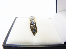 Load image into Gallery viewer, Vintage 9CT Gold &amp; Silver White and Blue Spinel Eternity Ring