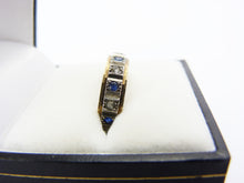 Load image into Gallery viewer, Vintage 9CT Gold &amp; Silver White and Blue Spinel Eternity Ring