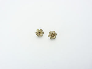 Vintage Sterling Silver Filigree Rose Flower Stud Earrings