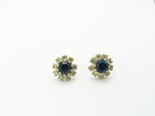 Load image into Gallery viewer, Vintage Blue &amp; Clear Rhinestone Clip On Earrings