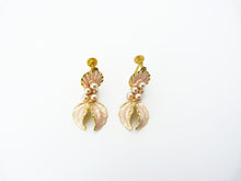 Load image into Gallery viewer, Vintage Gold Tone, Pink &amp; Faux Pearl Screw Back Earrings Signed West Germany