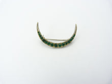 Load image into Gallery viewer, Vintage Emerald Green Crescent Moon Brooch