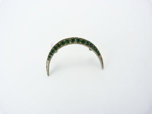 Vintage Emerald Green Crescent Moon Brooch