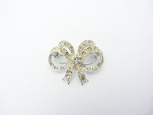 Load image into Gallery viewer, Vintage Silver Tone Crystal Rhinestone Bow Brooch