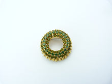 Load image into Gallery viewer, Vintage Gold Tone &amp; Emerald Green Rhinestone Wreath Brooch