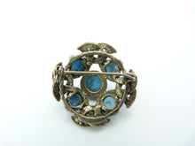 Load image into Gallery viewer, Vintage Celtic Silver &amp; Turquoise Glass Agate Brooch