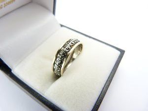 Vintage Art Deco 9CT Gold & Silver Marcasite Eternity Ring
