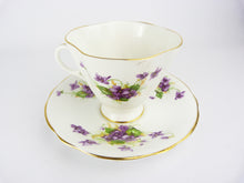 Load image into Gallery viewer, Vintage Clarence Bone China Violets Tea Cup &amp; Saucer