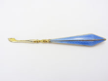 Load image into Gallery viewer, Art Deco Silver Gilt Blue Enamel Guilloche Manicure Nail Tool