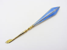 Load image into Gallery viewer, Art Deco Silver Gilt Blue Guilloche Enamel Manicure Nail Tool