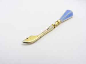 Art Deco Silver Gilt Blue Enamel Guilloche Manicure Nail Tool