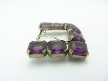 Load image into Gallery viewer, Vintage Art Deco Czech Purple Amethyst Paste Belt Buckle - Signed 112