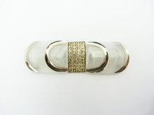 Load image into Gallery viewer, Vintage Art Deco Czechoslovakia Frosted White Glass &amp; Paste Belt Buckle Clasp